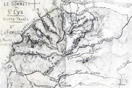 Ancien plan des sentiers de randonnée dans le massif de Saint-Cyr