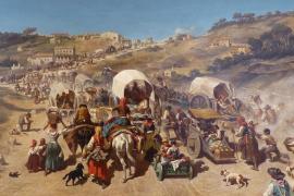 La population marseillaise fuyant l'épidémie de choléra en 1834, peinte par Émile Loubon en 1850, musée Fabre
